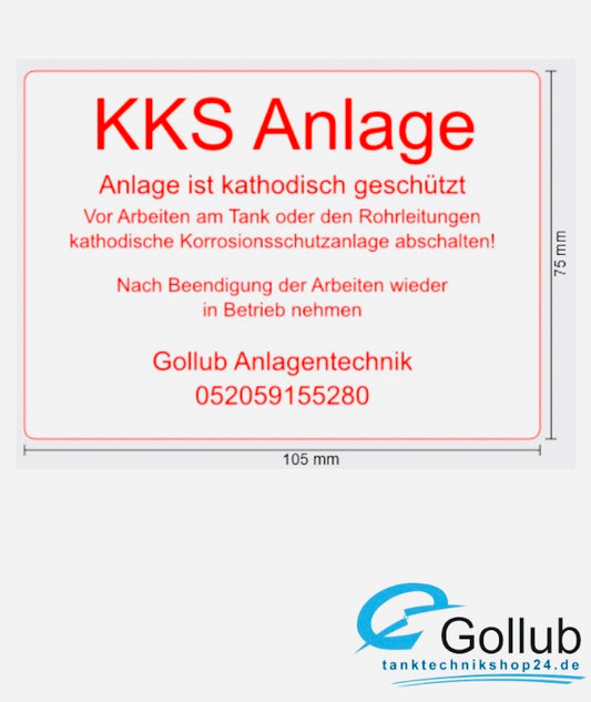 Beschilderung KKS (Kathodischer Korrosionsschutz)