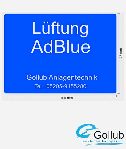 Beschilderung Lüftung Atmungsmast AdBlue