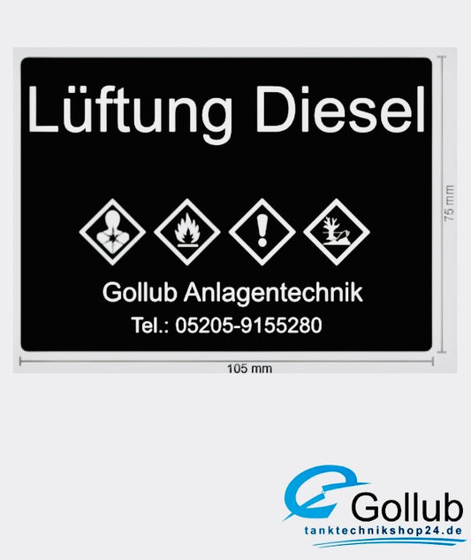 Beschilderung Lüftung Atmungsmast Diesel
